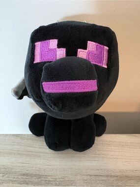 Mojang Jinx Minecraft Dragon Black Ender Pixel Stuffed Plush 6.5” Black Purple